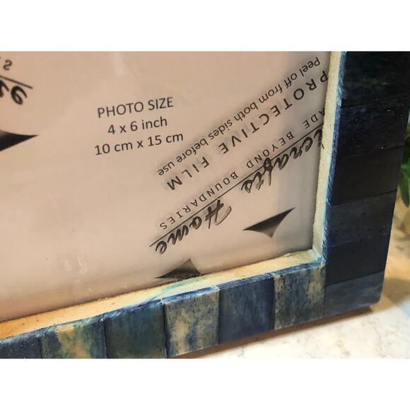 Vintage 2 Art Deco Frames Wood 5x7(4x6) Variegated Blues plexi Tiles Plex Glass - Picture 5 of 8